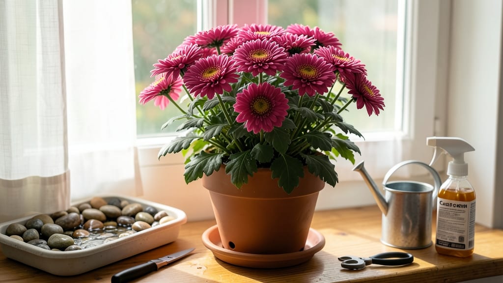 Wintering Mums Indoors: Light, Temperature, and Humidity Needs for Survival